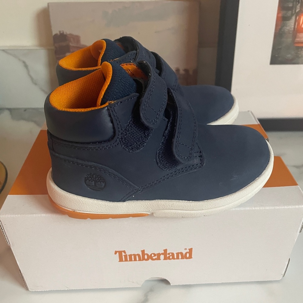 Timberland Kids' Dark Blue and Bright Orange Boots